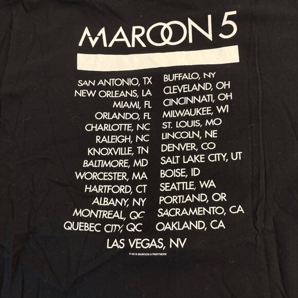 Maroon 5 2016 Tour Shirt Medium Black Official Concert Tee Double Sided Graphic - Picture 3 of 4